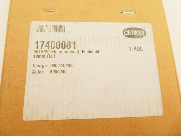 OETIKER 501R/20 Klemmenband Edelstahl / 17400081 / 10mm / 20m