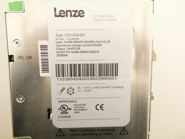 Lenze Power Supply 24V DC / 5A / EZV1200-001