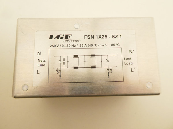 LGF Netzfilter / FSN 1X25-SZ1 / 250V / 0...60Hz / 25A