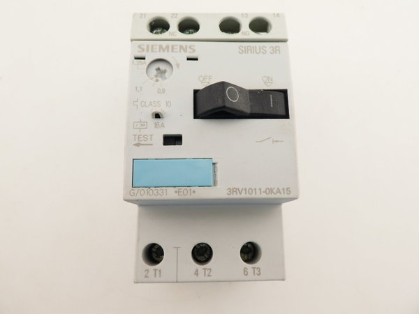 Siemens Motorschutzschalter 3RV1011-0KA15 / 0,9-1,25 A