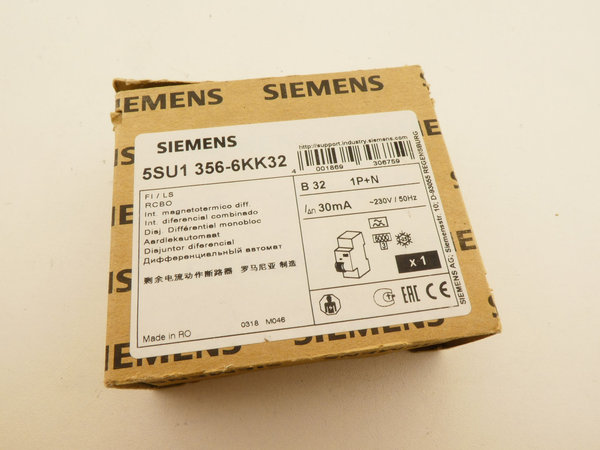 Siemens FI/LS - Schutzschalter / 5SU1 356-6KK32 / B32 / 30mA