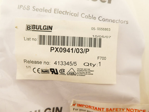 Bulgin / Rundsteckverbinder PX0941/03/P / 3 Polig