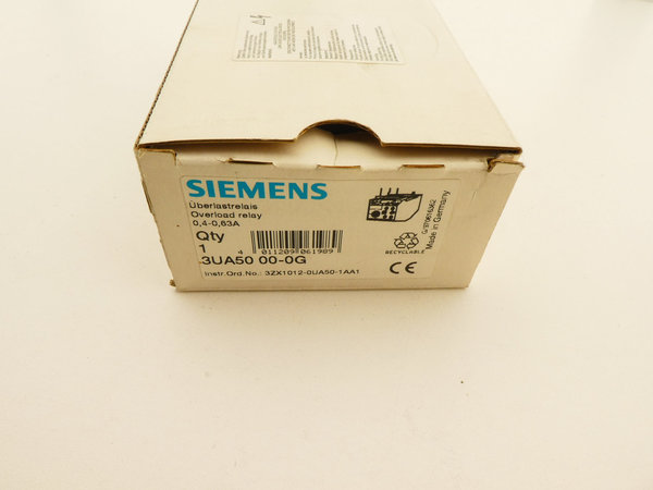 Siemens Überlastrelais / 3UA50 00-0G / 0,4-0,63A
