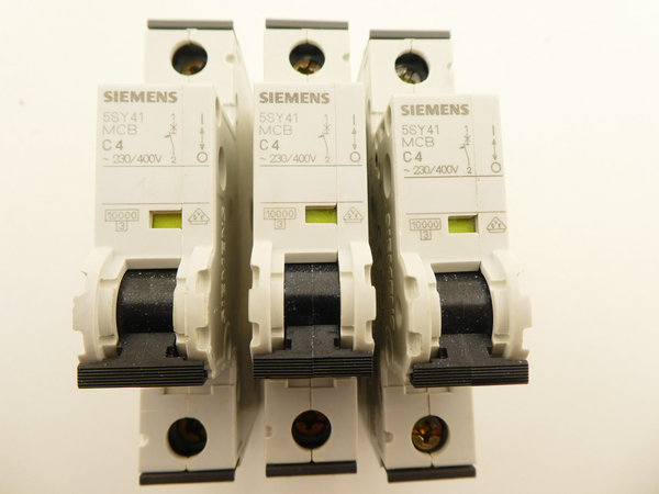 3x Siemens Sicherung / 5SY41 MCB / C4 / 1 Polig
