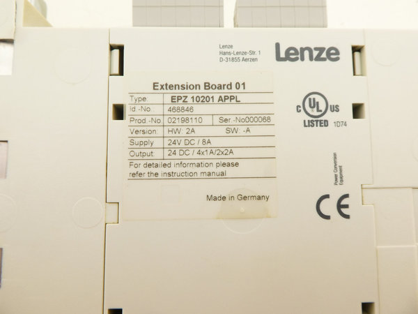 Lenze Extension Board 01 / PLC Drive / EPZ10201 APPL