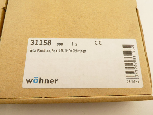 Wöhner 2x Reiter-Lasttrennschalter f. D0-Sicherungen / 31158.000