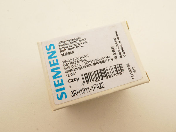 Siemens Hilfsschalterblock / 3RH1911-1FA22 / 2 Schließer / 2 Öffner
