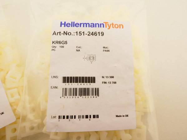 Hellermann Tyton / 200x Befestigungssockel / KR6G5 / 18*12*9mm